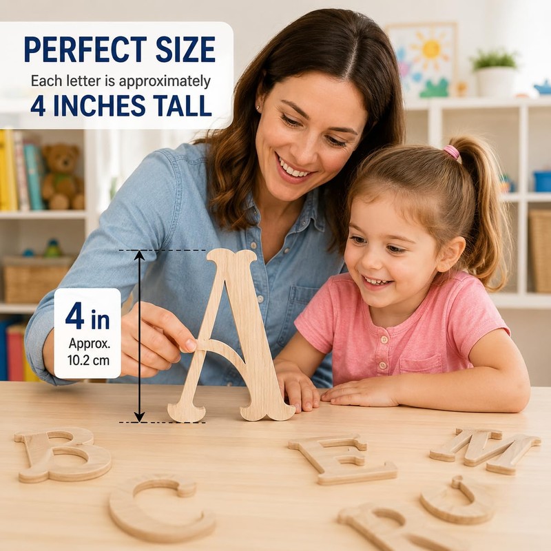 2 Inch 144 Pieces Wooden Letters & Numbers for Crafts