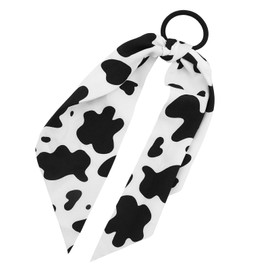 Cow Print HairBand, Elastic Non-Slip Bow Hair Tie Ropes, Hair Scrunchies Accessories for Curly Straight Thin Thick Fine Hair (1Pcs)