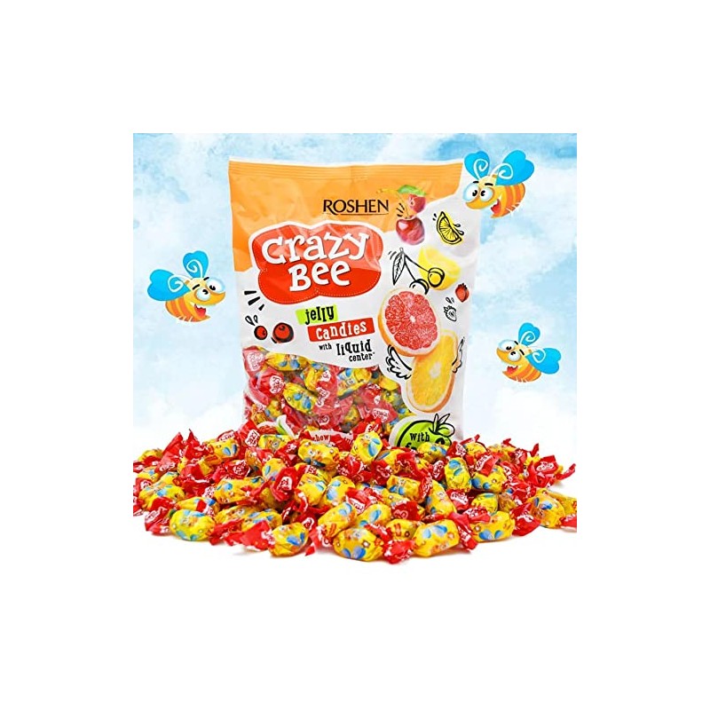 Roshen Crazy Bee Jelly Candy with Fruity Filling, Made with