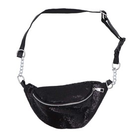 Lurrose Belt Bag with Sequins, Women's Bum Bag, Glitter, Shiny Belt Bag, Stylish Waist Bag, Suitable for Outdoor Travel and Holidays, black