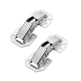 Qrity 2 x Small Screw-On Hinges with Spring Opening Angle 90° Kitchen Cabinet Door Hinges, No Slot Required, Suitable for the Thickness of Door Panel 8 ~ 14 mm