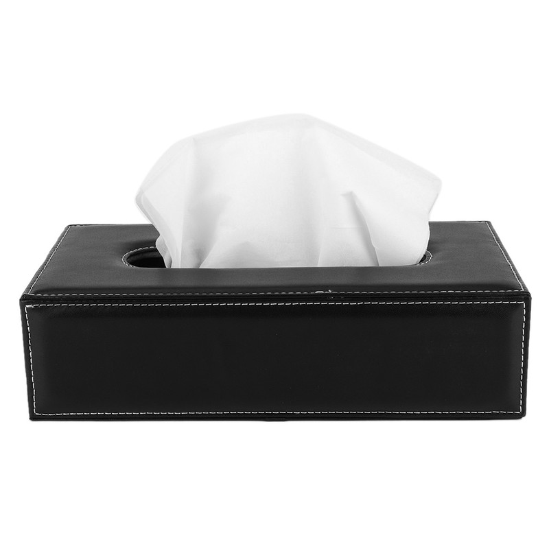 Black PU Leather Sun Visor Tissue Boxes Napkin Paper Towel
