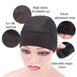 Ecojunmi - Gorro de banda para peluca con velcro ajustable y correa doble ajustable