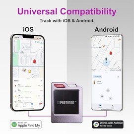 PhotoTag Smart Tracker, buscador de etiquetas de aire para Android e iOS (Apple Find My & Google Find My Device), localizador Bluetooth para equipaje,