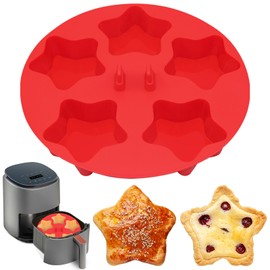 ZONBBEE Silicone Mini Air Fryer Muffin Pan Cups Start Shape for Oven Baking,1 Pcs Egg Bite Mold Muffin Tins Cup Cake Pan Tray for Air Fryer Basket Liners Accessories Baking Muffin Cakes Pancake