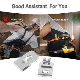 Belt Clips for Dewalt, 6pcs Stainless Drill Tool Clips Hook Kit with Screws for Dewalt N268241, Replacement Belt Hook Clip for Power Tools Impact Driver Hammer Drill DCD980 DCD985 DCD980L2 DCD985L2