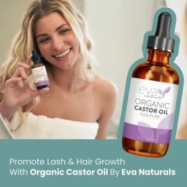 Aceite de Ricino Eva Naturals 100 Orgánico Puro 60ml Cuidado Cabello Cejas Pestañas                                                                   
