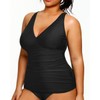 Yonique Women Plus Size Tankini Top Only Tummy Control Bathing