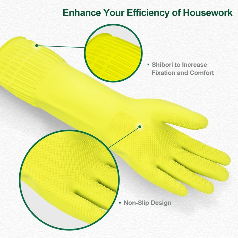 DABOGOSA Mamison 2 Pairs Reusable Waterproof Household Dishwashing Cleaning Rubber