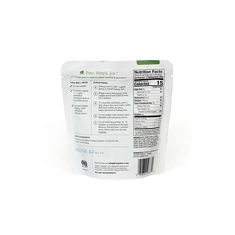 Simply Organic Red Enchilada Simmer Sauce, Certified Organic | 8