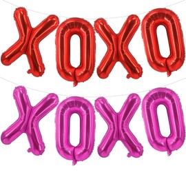 16 Inch Red XOXO Pink XOXO Balloons, 6 Pcs Red XOXO Pink XOXO Letters Balloons Red Heart Valentine's DAY Balloons Banner for Valentine's DAY Wedding Ceremonies Party Decorations Red XOXO Pink XOXO