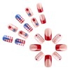 24Pcs Independence Press on Nails Almond Medium Square 4th of