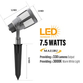 Malibu Prominence LED Floodlight LED Low Voltage Landscape Lighting Outdoor Spotlight Waterproof Lighting for Driveway, Yard, Lawn, Flood, Garden, Outdoor Lighting 8418-2606-01