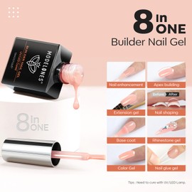 modelones Builder Gel for Gel Nails, Builder Gel for Nails, Pink Builder Gel in A Bottle UV Hard Gel for Strengthener Extension Gel Base Nail Extension UV Gel Nail Art 15 ml
