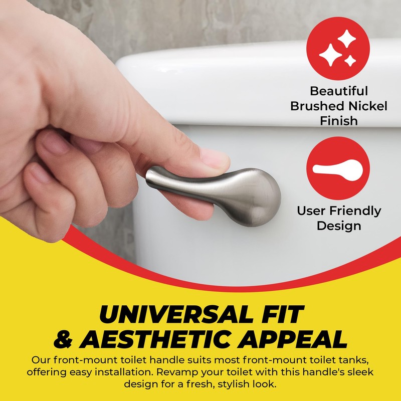 Qualihome Front Mount Brushed Nickel Toilet Handle Replacement Kit with