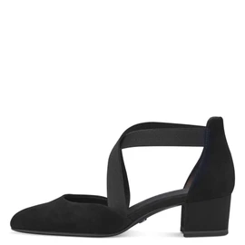 Tamaris Women's Court Shoes with Strappy Leather Block Heel, black