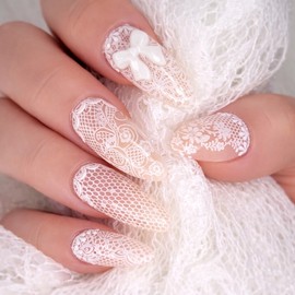 Nudie Lace Handmade Nail Tips - Square S / 누디 레이스 수제네일팁 - 스퀘어S