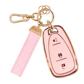 Rislobx 3 Button Key Fob TPU Shell for Chevy, Key Cover Compatible with 2016 2017 2018 2019 2020 2021 2022 Chevy Spark Traverse Equinox, for 2018 2019 2020 Chevy Trax (Sakura Pink)