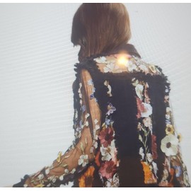 Adore Denim Lace Floral Jacket (US, Alpha, Small, Regular, Regular, Black)