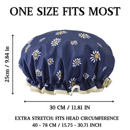 LUFFLOK 2 Stück Duschhaube, Doppelte Schicht Wasserdicht Duschhaube für Damen und Mädchen, Große Elastische Shower Cap Breite mit Elastischem Band für Kosmetik Zuhause Hotel Reisen (Dunkelblau)