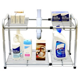 Deco Brothers Under Sink 2 Tier Expandable Shelf Organizer, Gray