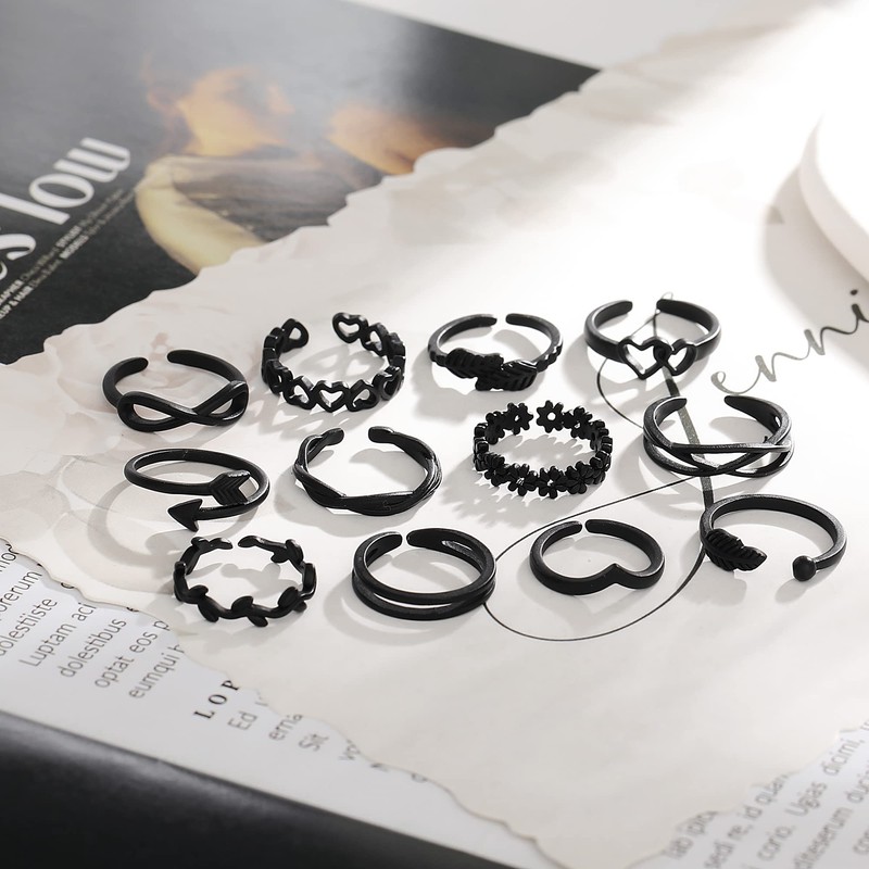 TOBENY 12PCS Adjustable Toe Rings for Women Flower Arrow Band