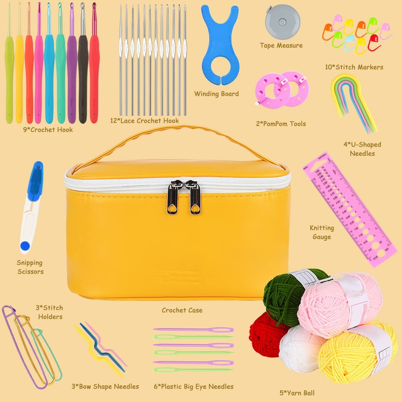 Coopay Crochet Set for Beginners Adults, 58-Piece Crochet Hook Set
