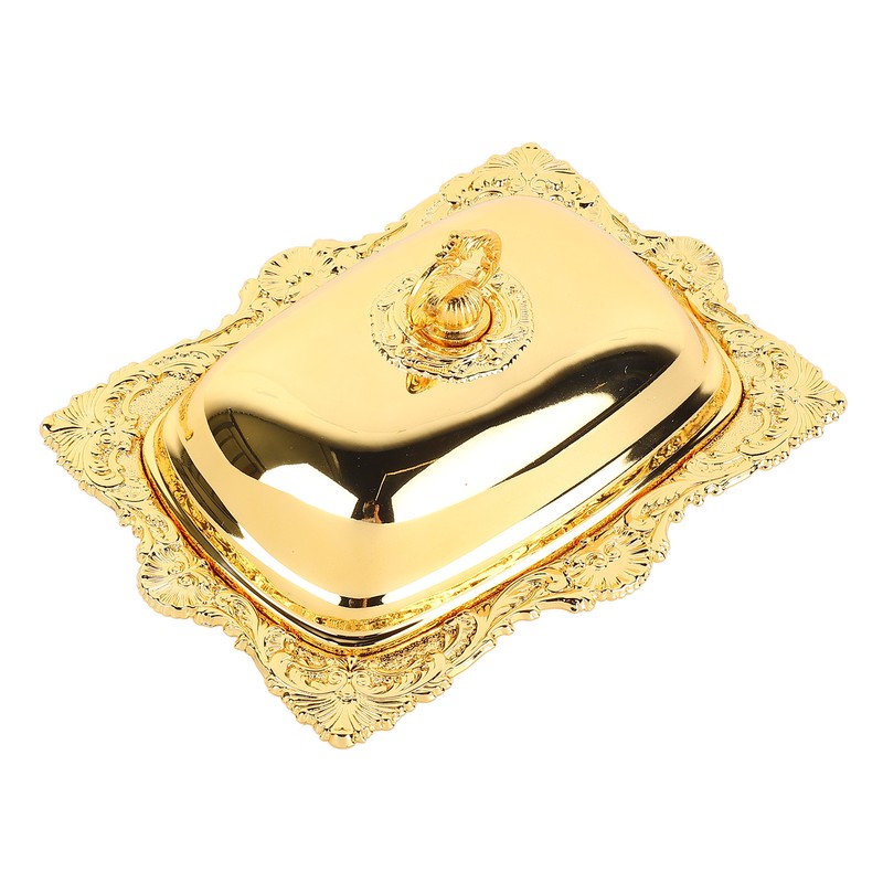 Metal Butter Plate European Vintage Butter Dish Rectangle Multifunctional Butter