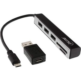 InLine® 66775 °C USB OTG Card Reader 3 Port USB 2.0 Hub for SDXC/Micro SD with Adaptor