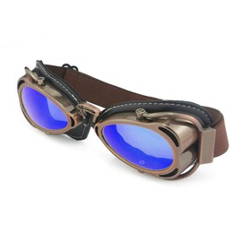 Heinmo Vintage Retro Pilot Goggles For Motorcycle Cruiser Scooter Biker Racing (Blue)