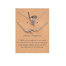 2Pcs 12 Constellation Zodiac Sign Layered Choker Necklaces Letter Astrology Horoscope with Message Card for Women Jewelry-Silver Virgo