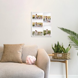 YESKAY 4x6 or 5x7 Picture Frames, White Rustic Wooden Frame with Real Glass, Displays Pictures Five 4x6 with Mat or 5Pcs 5x7 without Mat for Wall Mounting, Photo Collage Frame