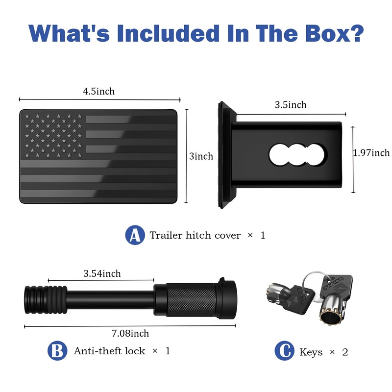 OGYE Heavy American Flag Metal Trailer Hitch Cover Fit for