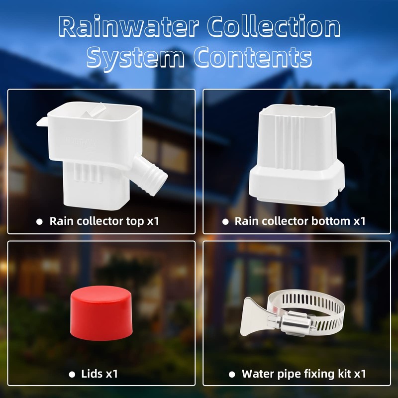 KMJETNIVY Rainwater Collection System,for 2"X3"Downspout Diverter with Adjustable Collection Capacity,