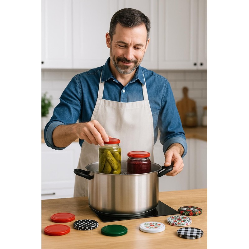 Pullmer Deckel für gläser 89 mm, Schraubdeckel, Twist-Off-Deckel (Weiß, 10