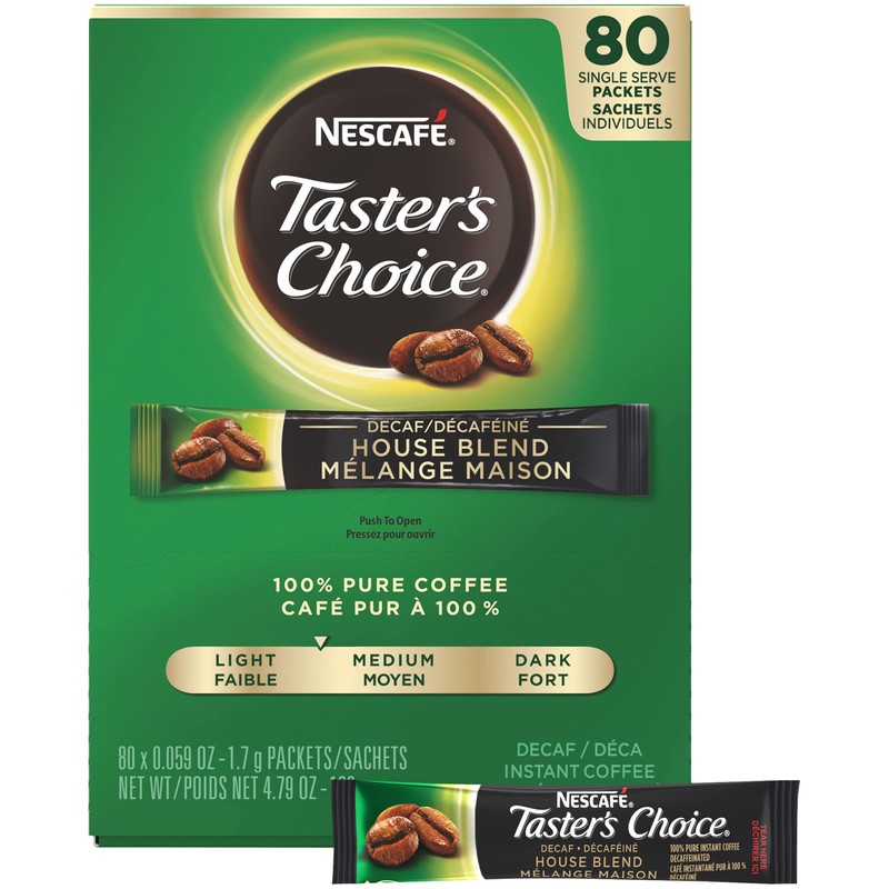 Nescafe Instant Coffee Packets, Decaf, Taster's Choice Light Roast, 1.7