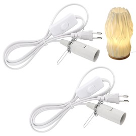 NVIYAM NVIYAM 2 X E14 Lampenfassung mit 1.8M Kabel und Eurostecker, Stecker mit Schalter fr Salzlampe Lampenfassung E14, Lampenfassung mit Schalter fr Lampenaufh?ngung, DIY Lampen, Deckenlampe - Wei?