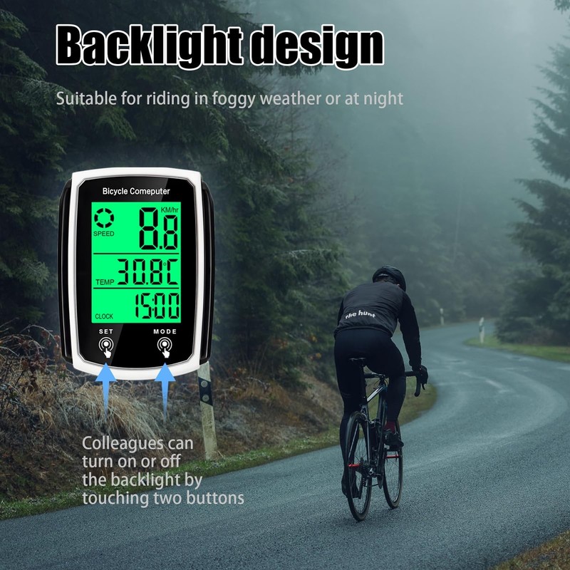 Bike Computer, Universal 19 Functions IP54 Waterproof Bicycle Speedometer Odometer,