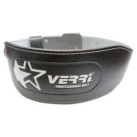 VERRI | Cinturón para pesas acojinado con forro de carnaza para protección de áreas lumbar y abdominal en entrenamiento de gym o gimnasio, negro, M