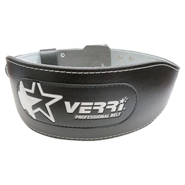 VERRI | Cinturón para pesas acojinado con forro de carnaza para protección de áreas lumbar y abdominal en entrenamiento de gym o gimnasio, negro, M