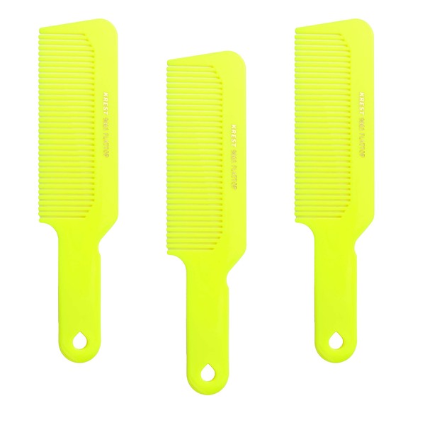 Hair Comb 8-3/4 Flattop Hair Cutting Comb. Barbers Hairdresser Comb. Model 9001. 3 Combs (Neon Yellow)