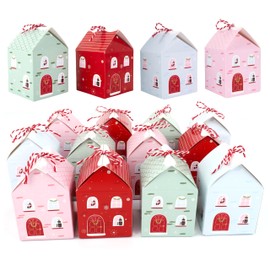 24pcs Advent Calendar Boxes DIY Christmas Advent Calendar House-shaped Boxes for Gifts Treats and Candys