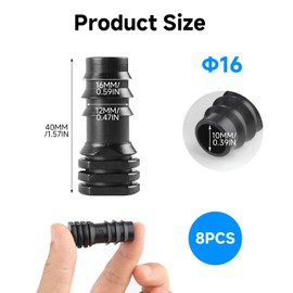 AHRLIC 8pcs Garden Hose Connectors, 1/2 Inch (16mm) Barbed Plastic Drip Irrigation Fittings, Black Hose End Stop, Connector Plug for Standard Garden Garden Irrigation Pipe