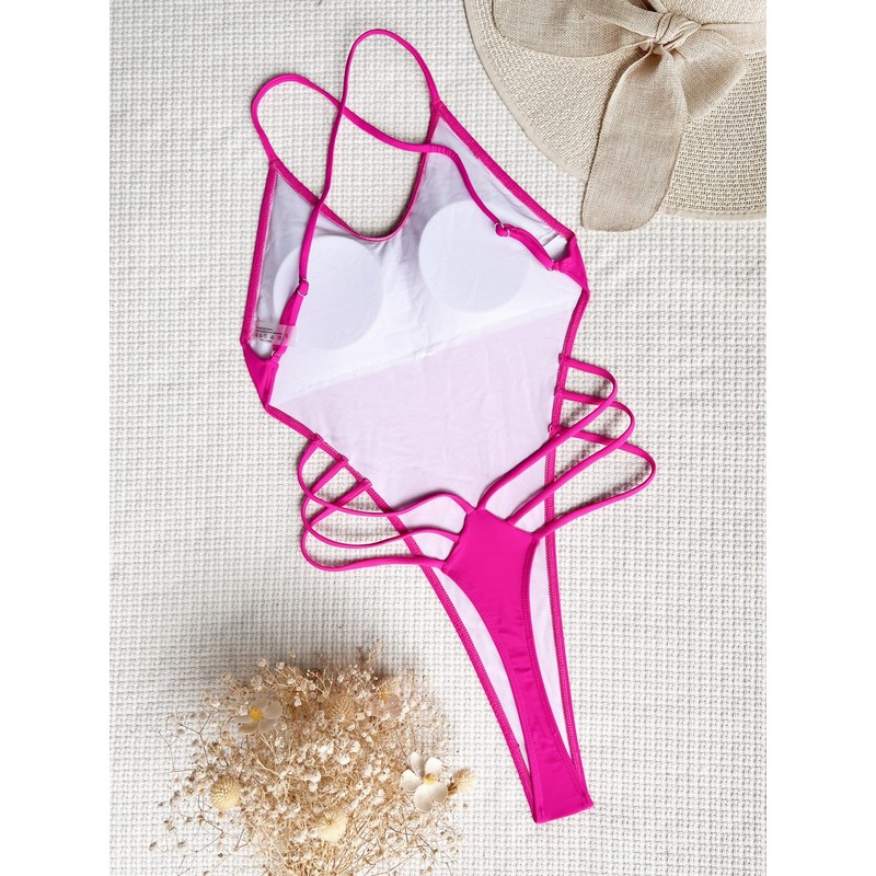 Faringoto Women's One Piece Swimsuit Cutout Bathing Suits Thong, M,
