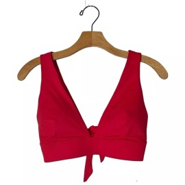 Everlane Bikini Top Women Large Red The Triangle V Neck Tie Back Bikini Top NWT