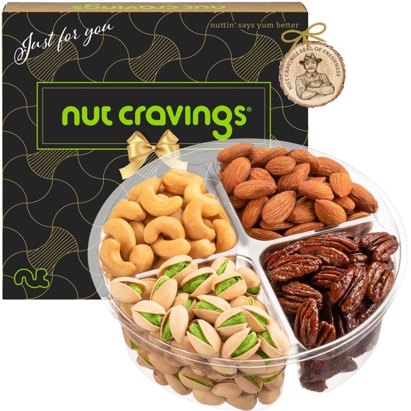 Nut Cravings Gourmet Collection - Halloween Mixed Nuts Gift Basket in Black Gold Box (4 Assortments) Food Bouquet Arrangement Platter, Birthday Care Package, Healthy Kosher Snack Tray, Women Men