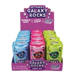 Kidsmania Set of 6 Cans of Getaway Galaxy Rocks Bubble Gum Candy- 6 Count