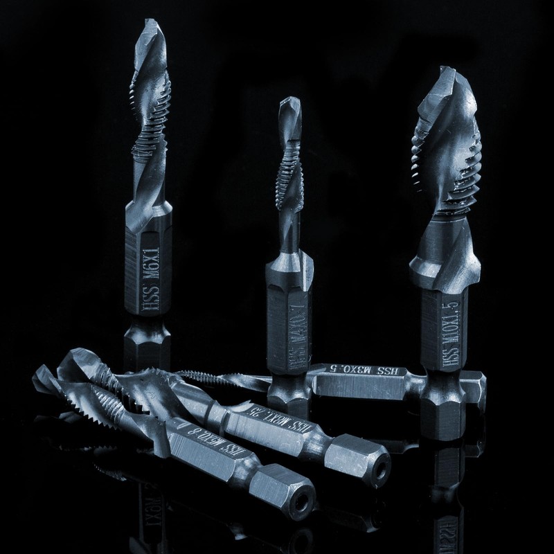 THINKWORK Combination Drill Tap & Tap Bit Set, 6 Pack