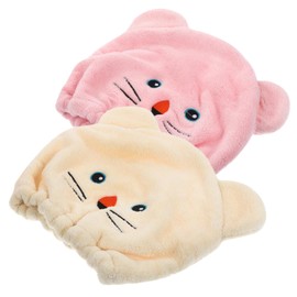 Mikinona 2pcs Cartoon Hair Drying Towel Absorbent Cap for Boys and Girls Girls and Women Soft Fleece Quick-Dry Reduces Frizz and Breakage for Curly and Straight Hair