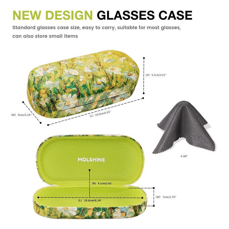 molshine Hard Shell Leather Sunglasses Case,Classic Large Glasses Case for